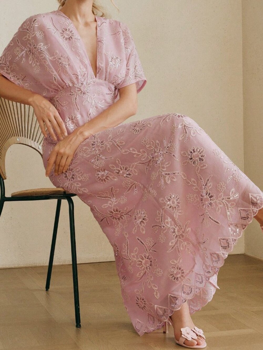 Baby Pink Elegant Women's Dress - Picture 3 of 8